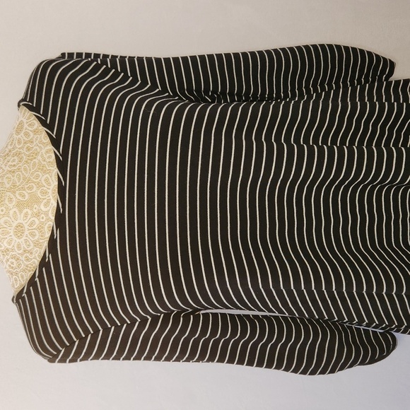 Garnet Hill Dress Tunic Striped 3/4 Sleeve Ruched Viscose Pullover Stretch Casua - Picture 2 of 13